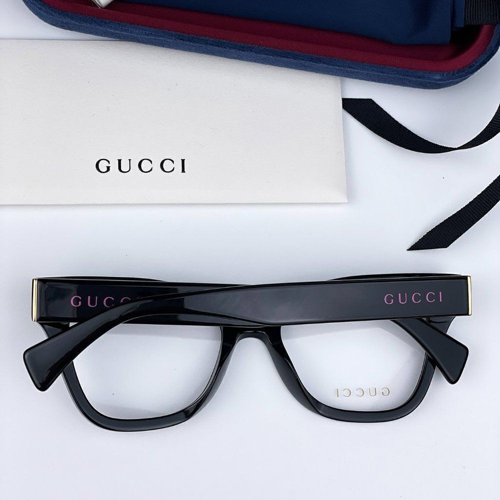 SALE! NEW Gucci GG1133O 003 Shiny Black Cat Eye Women LOGO Eyeglasses - Picture 11 of 12